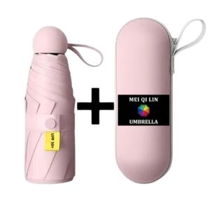 Compact/Travel Umbrella with Case Pink  UPF50 NWT